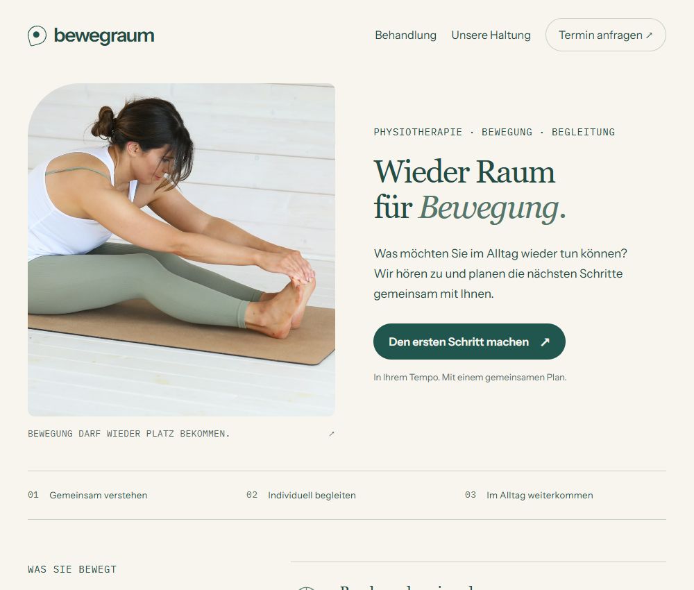 Vorschau der Physiotherapie-Website Bewegraum