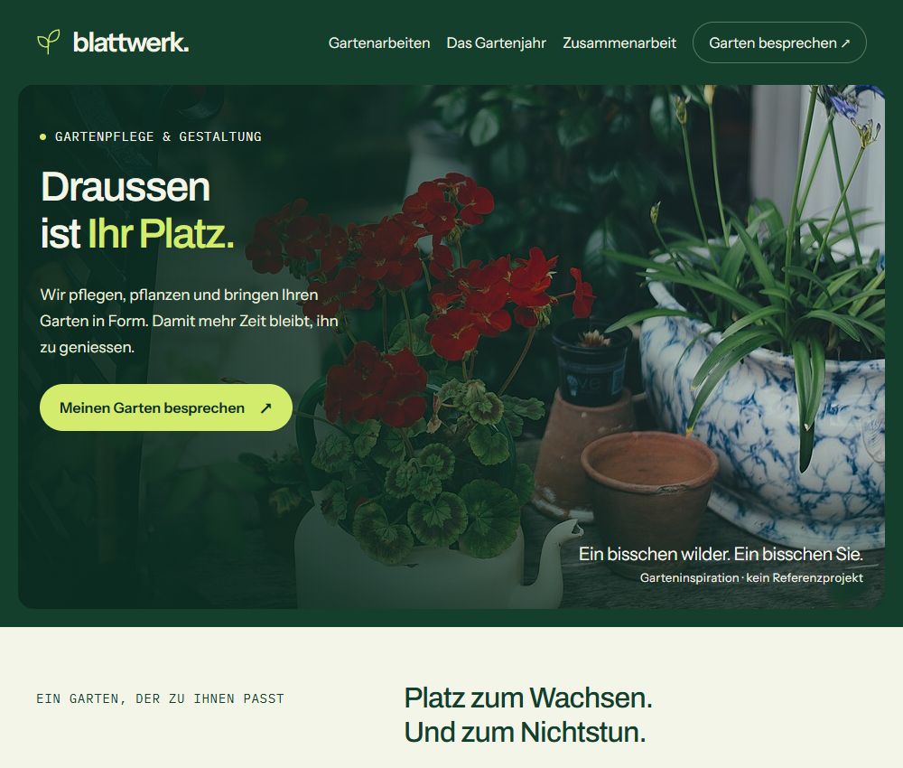 Vorschau der Gartenpflege-Website Blattwerk