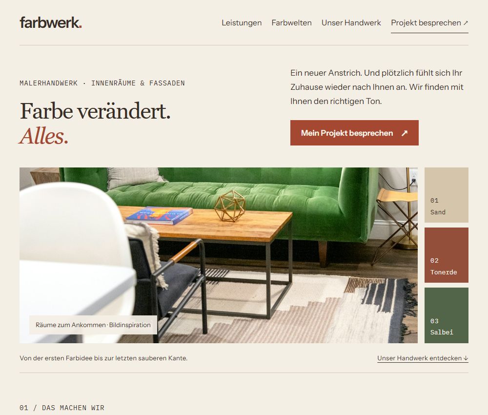 Vorschau der Maler-Website Farbwerk