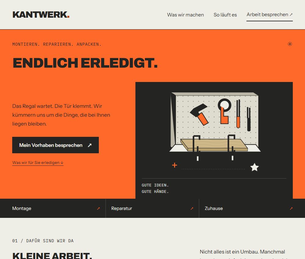 Vorschau der Handwerker-Website Kantwerk