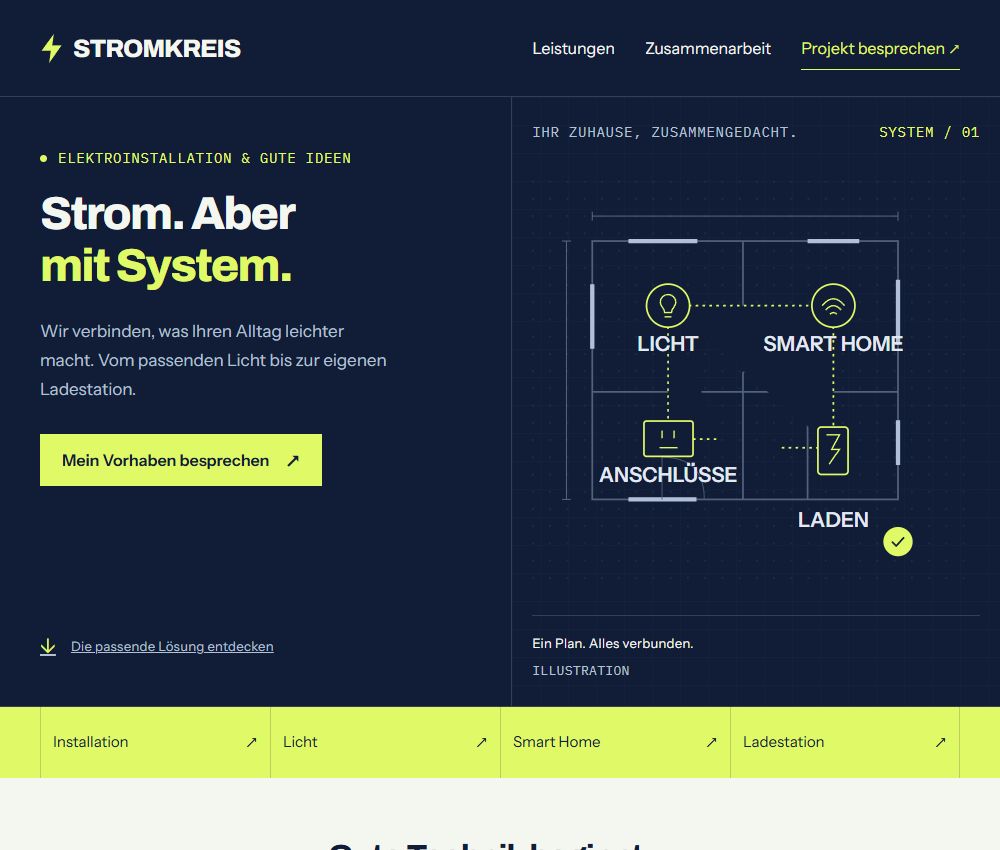 Vorschau der Elektriker-Website Stromkreis
